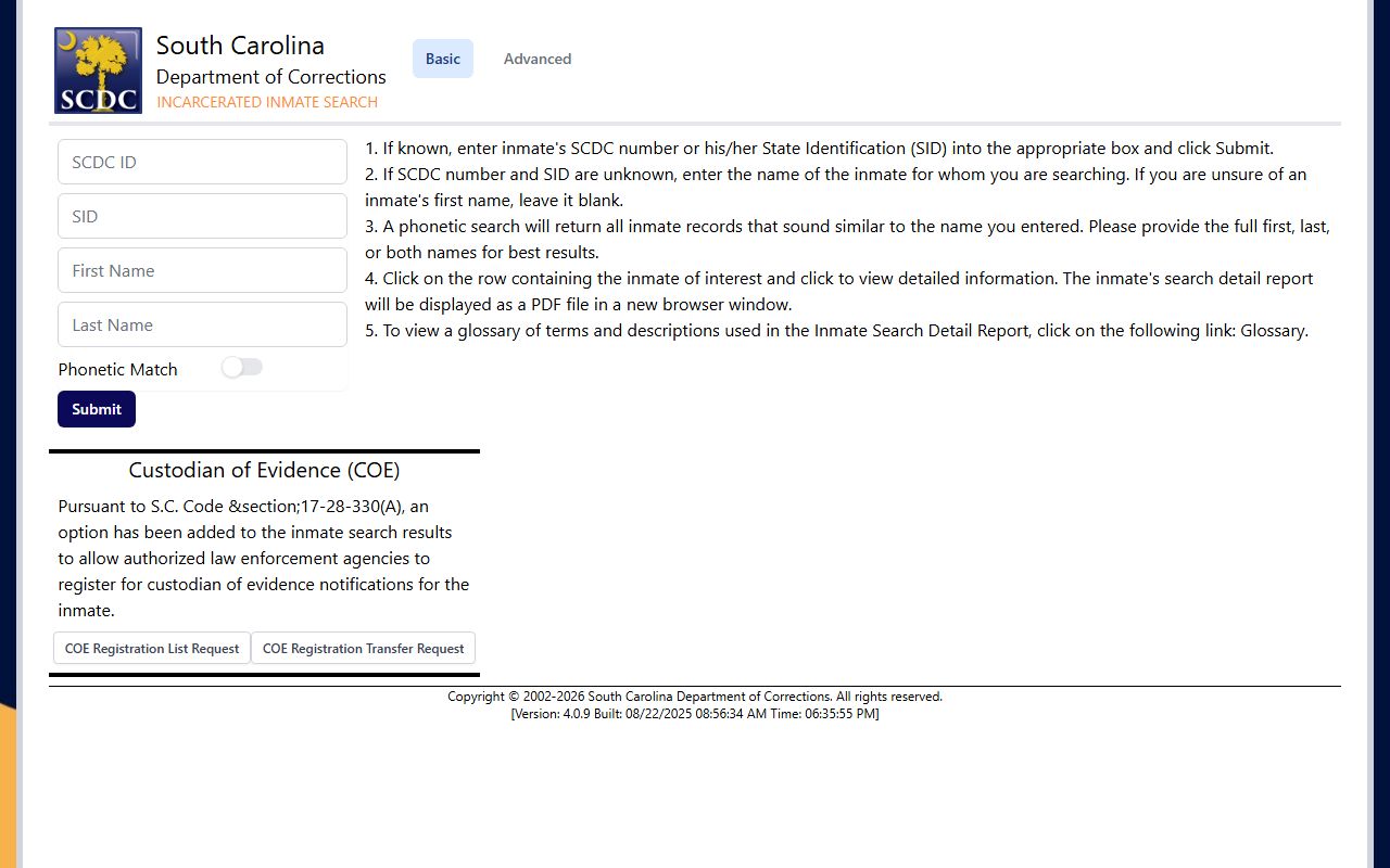 Charleston County Clerk of Court South Carolina Department of Corrections inmate search