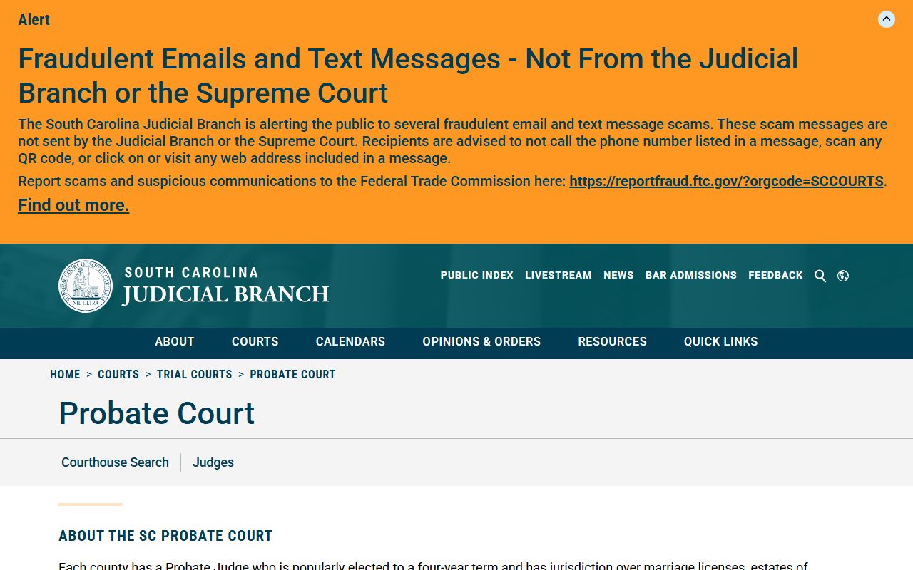 Charleston County Clerk of Court South Carolina Probate Court information