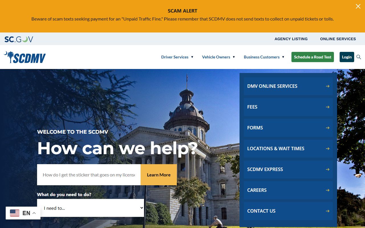 Charleston County court dockets SCDMV driver records page