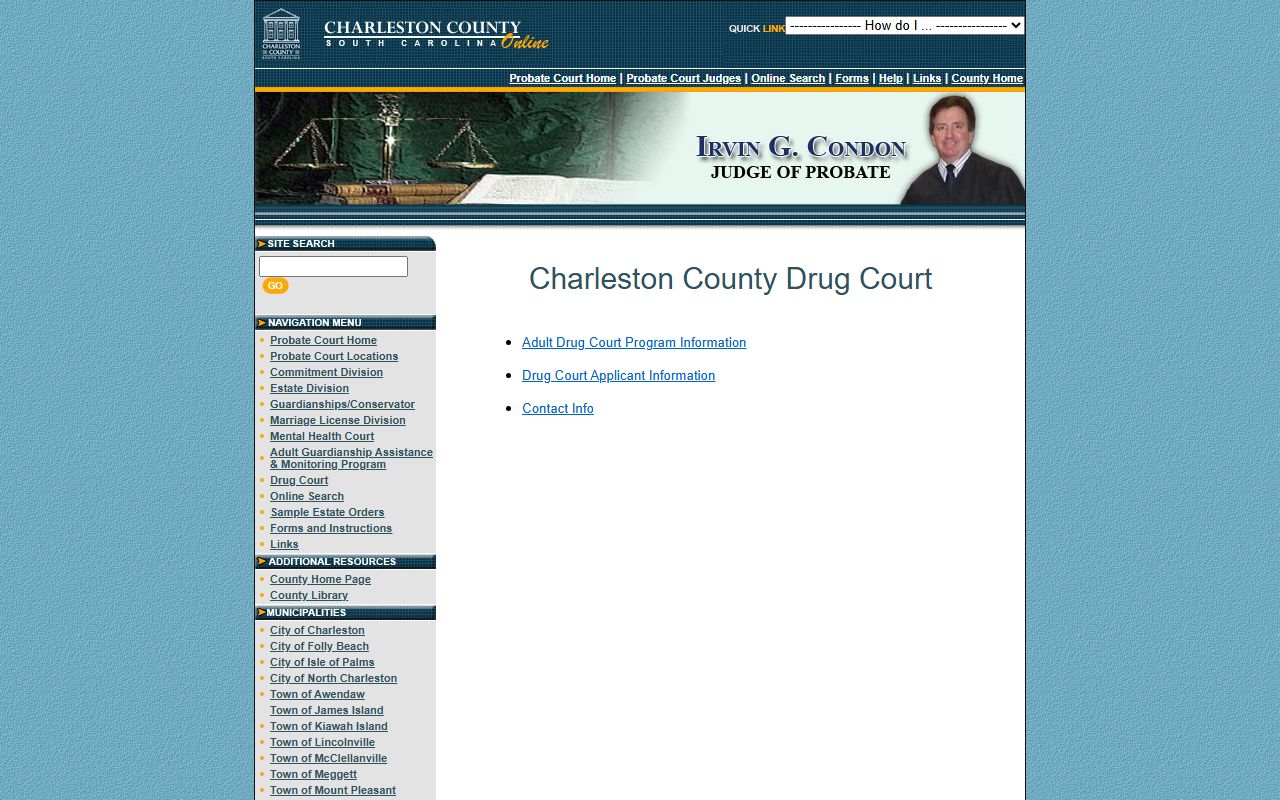 Charleston County Court records Drug Court program page