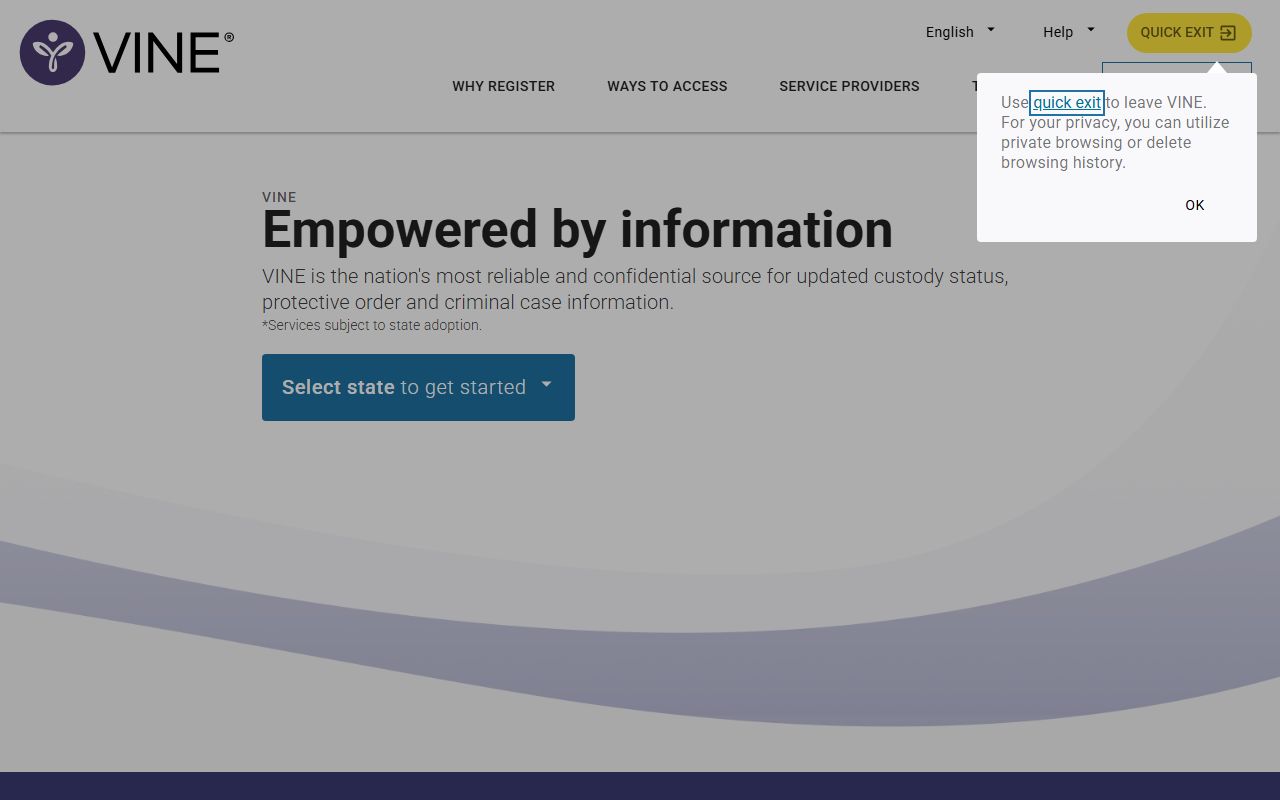 Charleston County inmate VINE victim notification portal