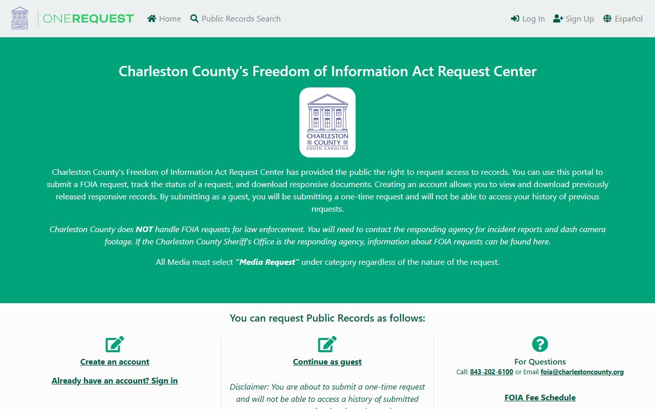 Charleston County marriage and divorce records FOIA portal