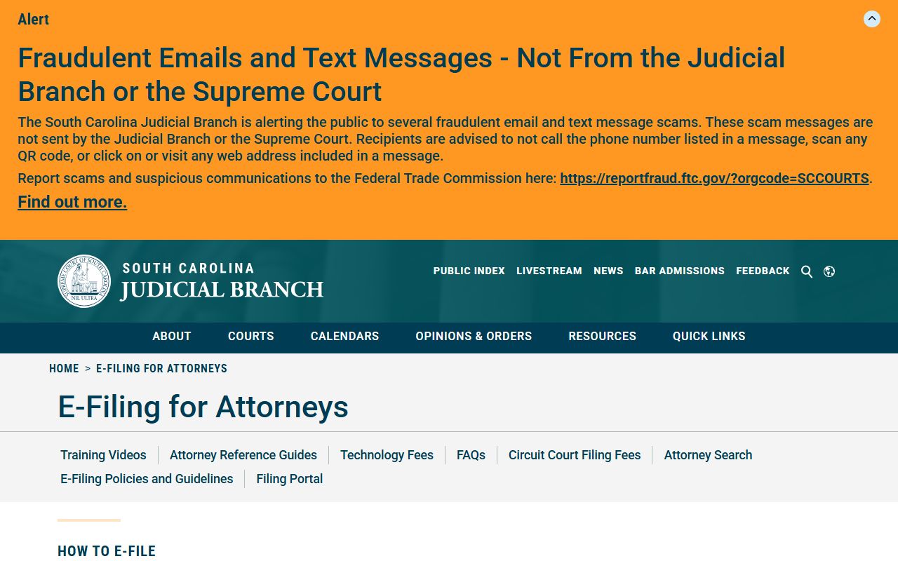 Charleston County marriage and divorce records SC courts e-filing page