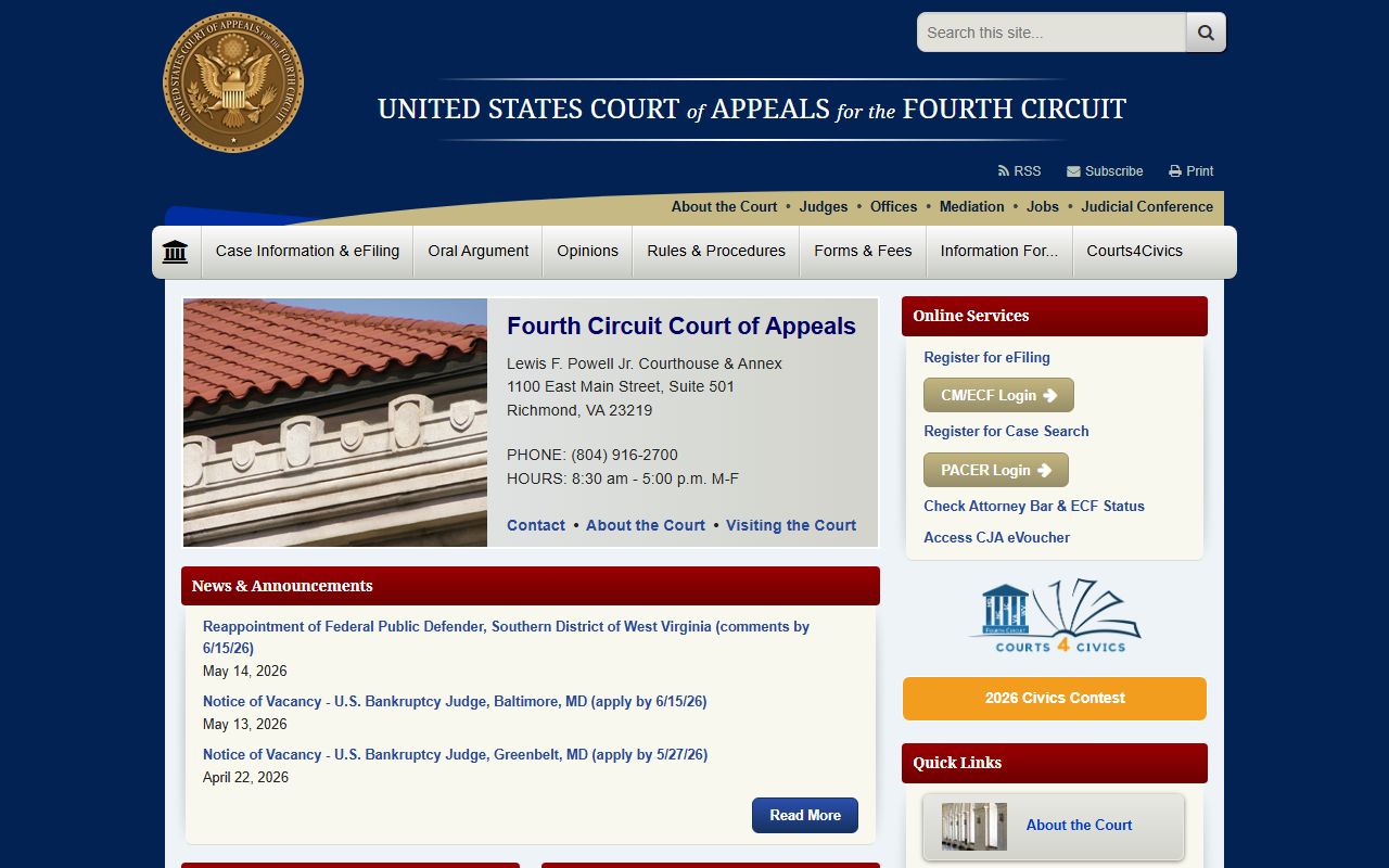 Charleston County warrant records - Fourth Circuit Court of Appeals page
